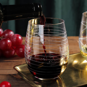 Joeyan stemless wine glass with carved pattern, suitable for daily use and gifting
