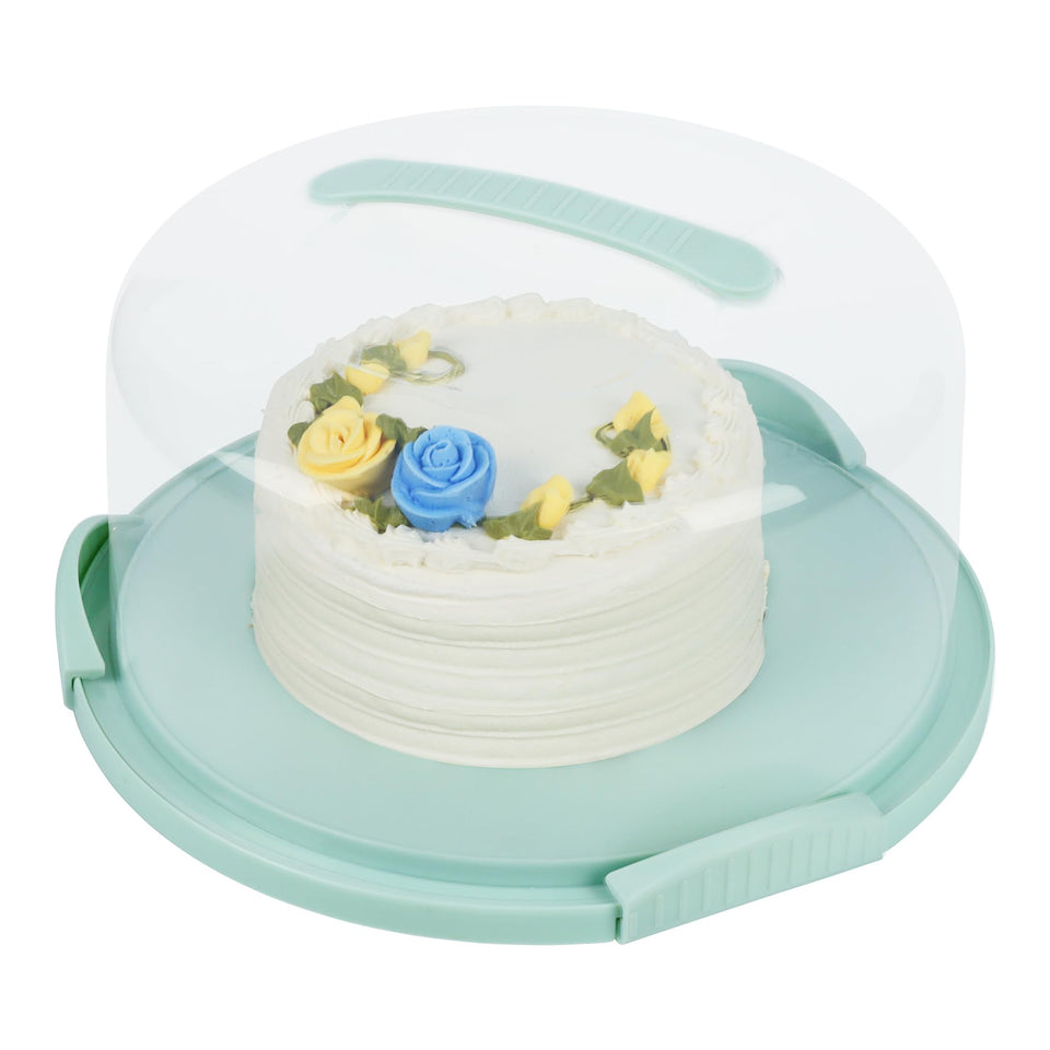 JOEY'Z extra large cake carrier with server lid keeps a 12-inch cake secure during transport.