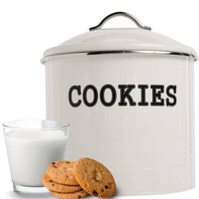 JOEY'Z large cookie jar with ivory lid preserves freshness and adds farmhouse charm.
