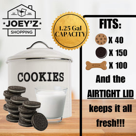 JOEY'Z vintage-style cookie jar complements rustic kitchen decor.