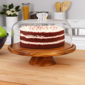 Joey'z 6-in-1 cake stand grain detail highlights sustainable wood.