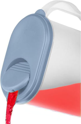 Joey'z 1-gallon pitcher with secure lid is freezer safe for storage.