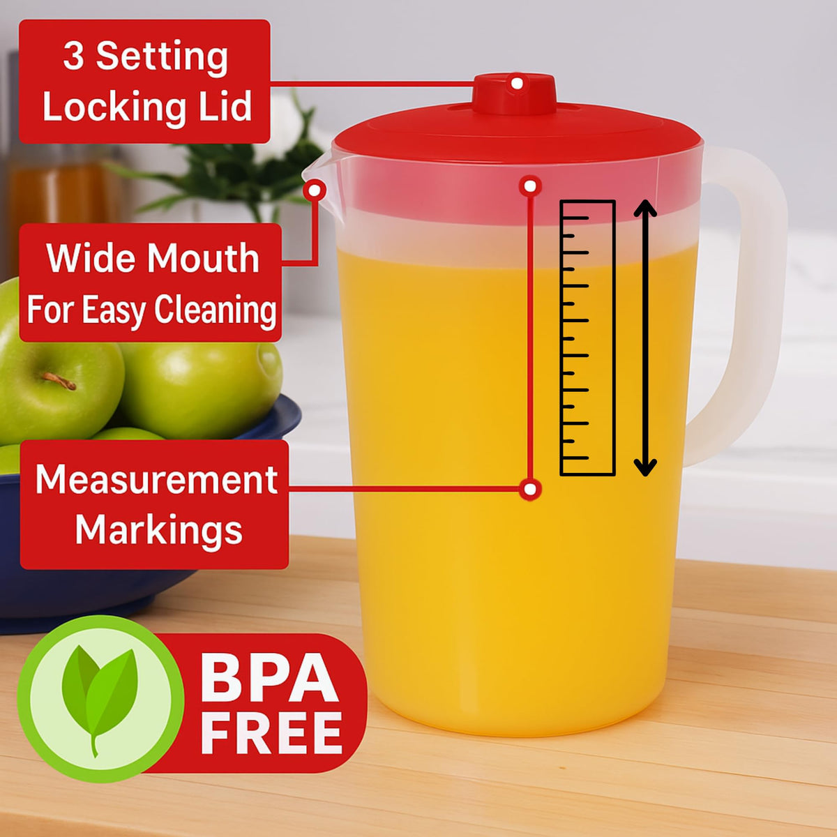 JOEY'Z dishwasher-safe pitcher that’s freezer-safe and easy to clean.