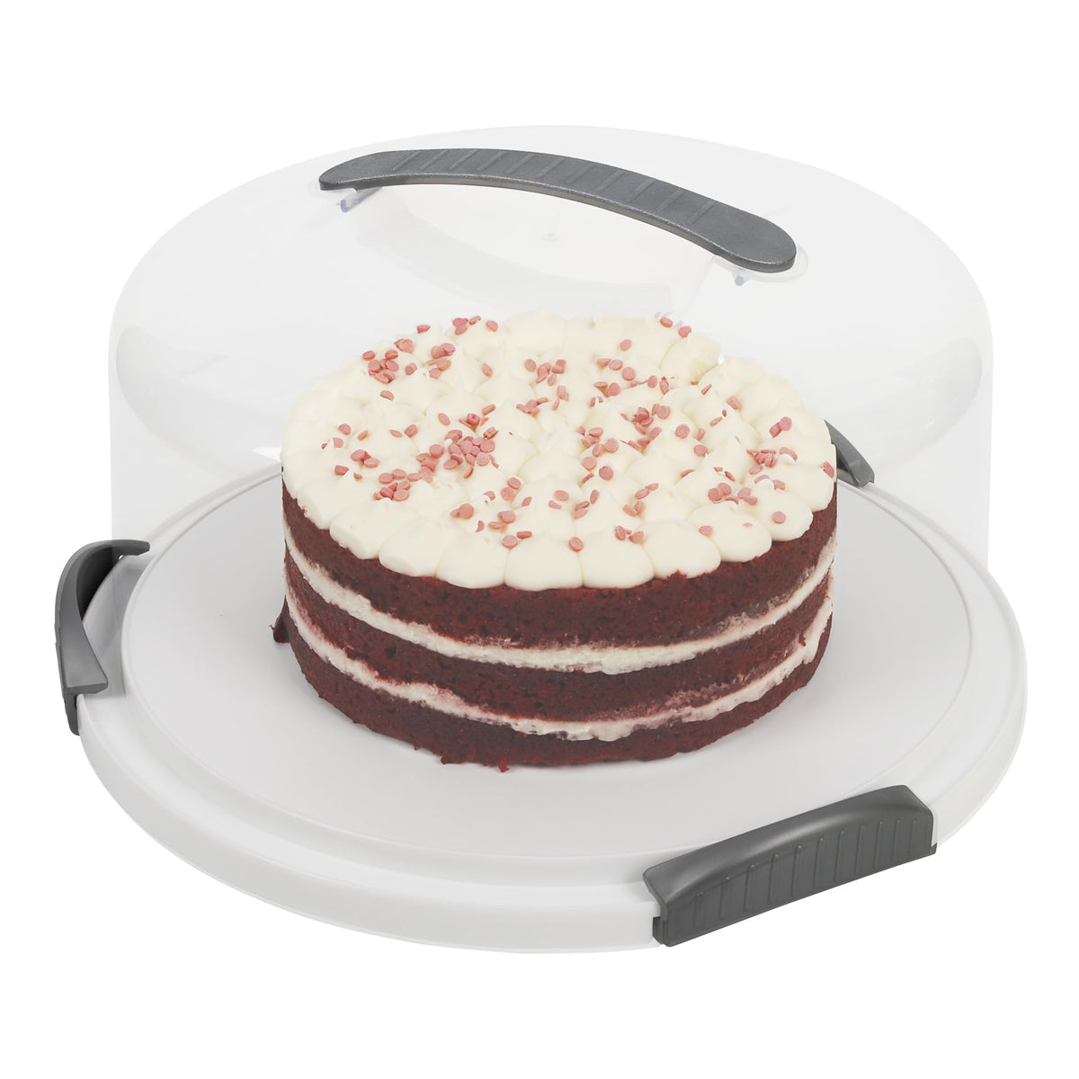 Joey'Z extra-large cake carrier with dome view showing secure transport for large cakes