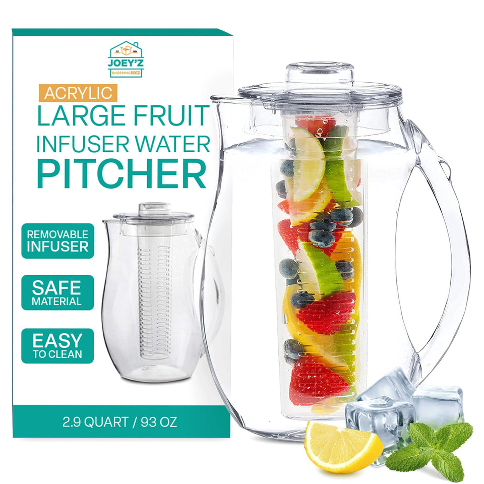 JOEY'Z large fruit infuser pitcher clear body for refreshing beverages