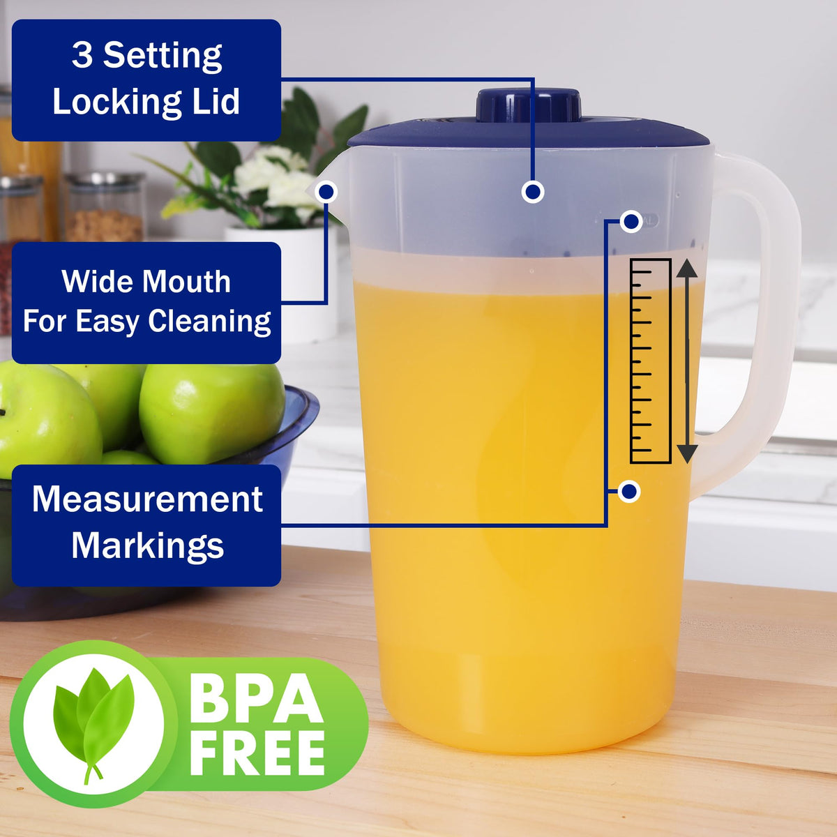 Graduated marks on JOEY'Z pitcher help measure ingredients