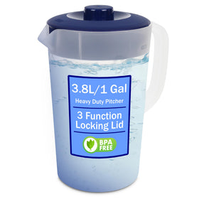 JOEY'Z 1 gallon pitcher with lid for fridge-ready beverage storage