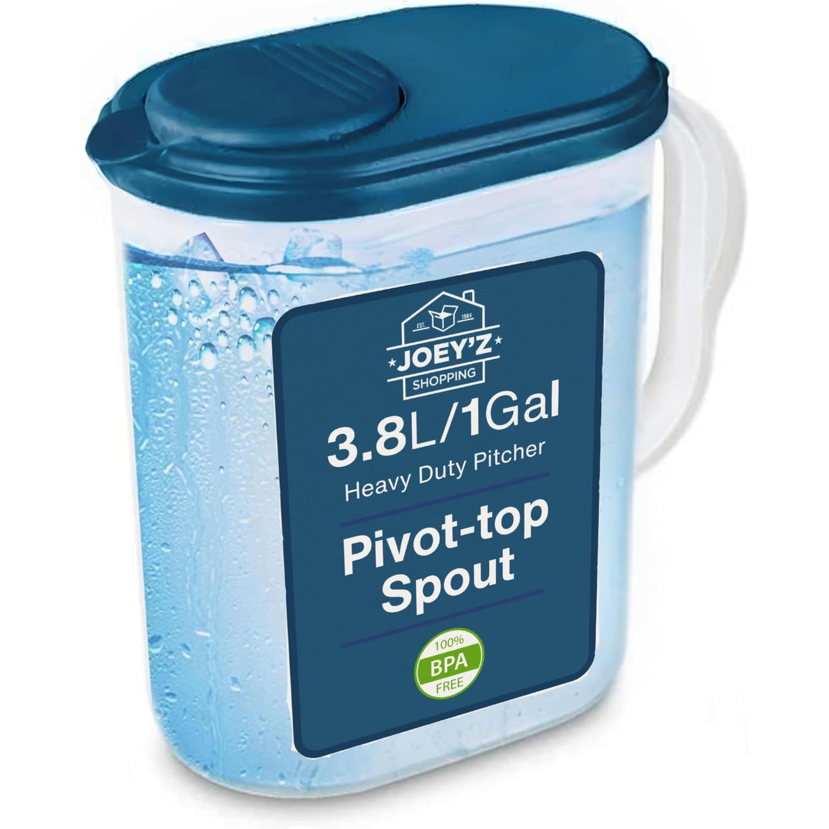 JOEY'Z Water Pitcher with pivot-spout lid for easy pouring