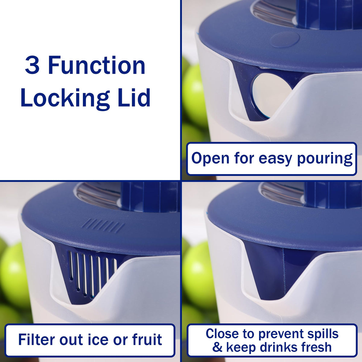 Wide-mouth design of JOEY'Z pitcher for easy fruit and ice addition