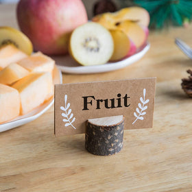 Jofefe wooden table number holder closeup with sturdy support