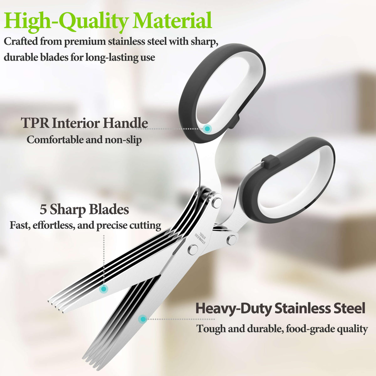 JOFUYU herb scissors ergonomic non-slip handle for comfortable grip.
