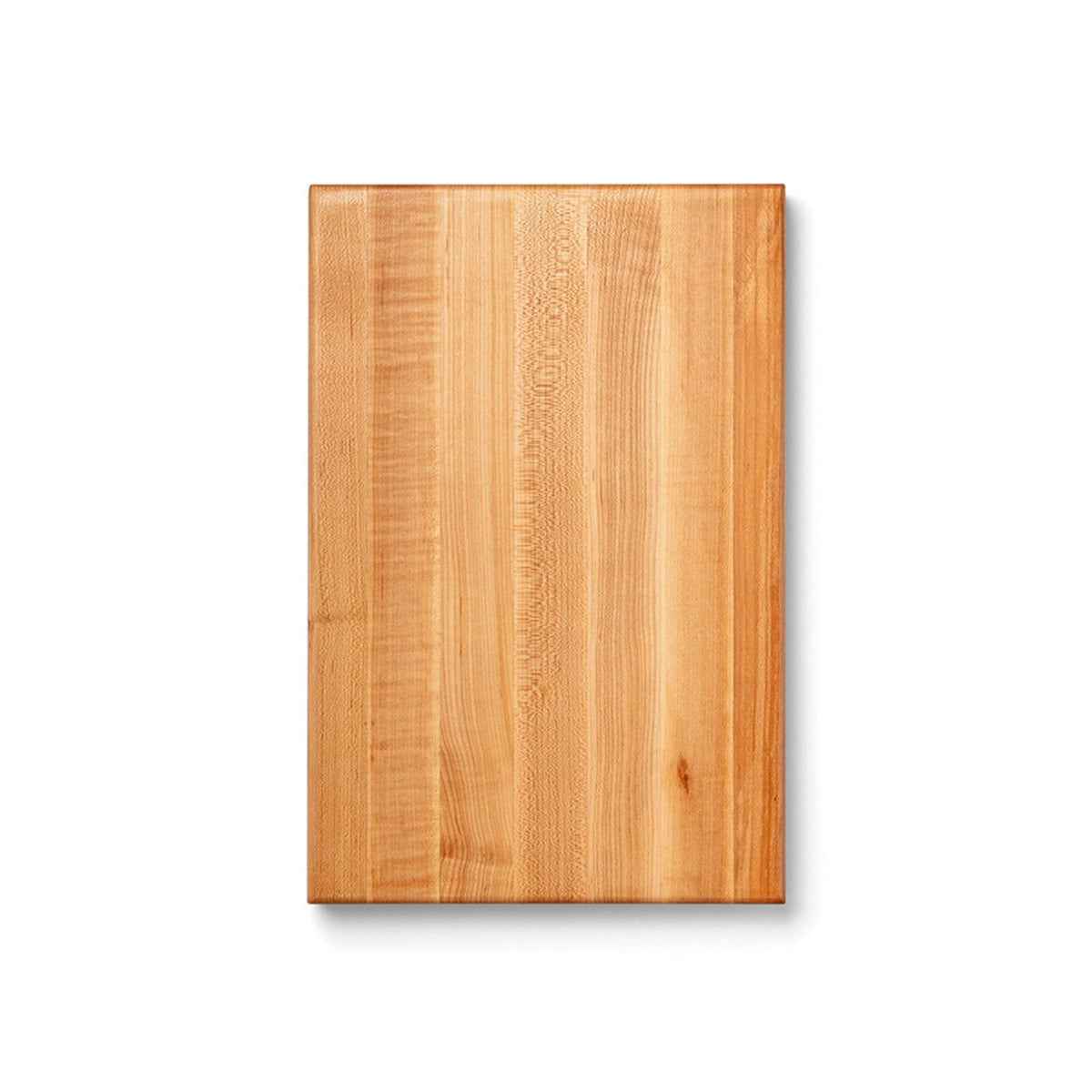 John Boos R-Board maple cutting board, top view with edge-grain surface for precise chopping.