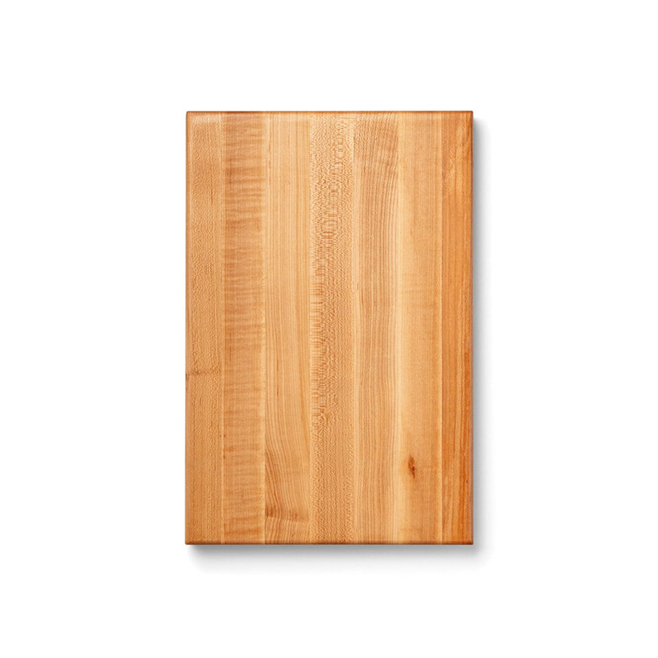 John Boos R-Board maple cutting board, top view with edge-grain surface for precise chopping.