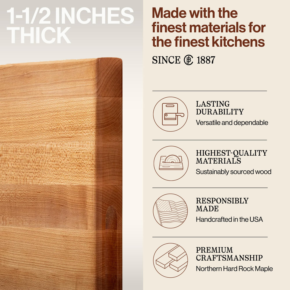 John Boos R-Board reversible sides offer versatile prep and serving.