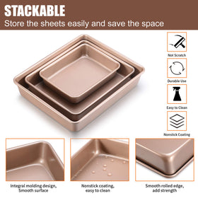 JOHO BAKING stackable bakeware saves cabinet space and nests securely