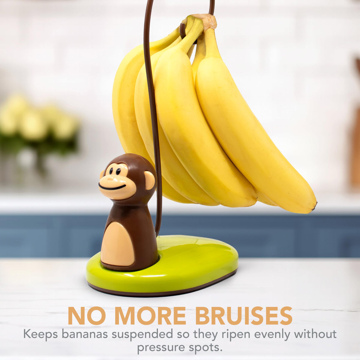 Joie Monkey Banana Tree Holder dimensions 6 x 4.5 x 11.5 inches for compact counter use.