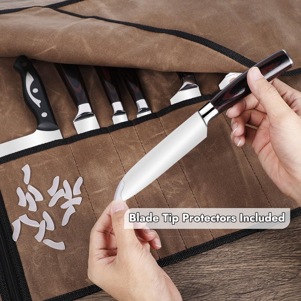 JOINDO Knife Roll offers leather handle for easy, flexible carrying.