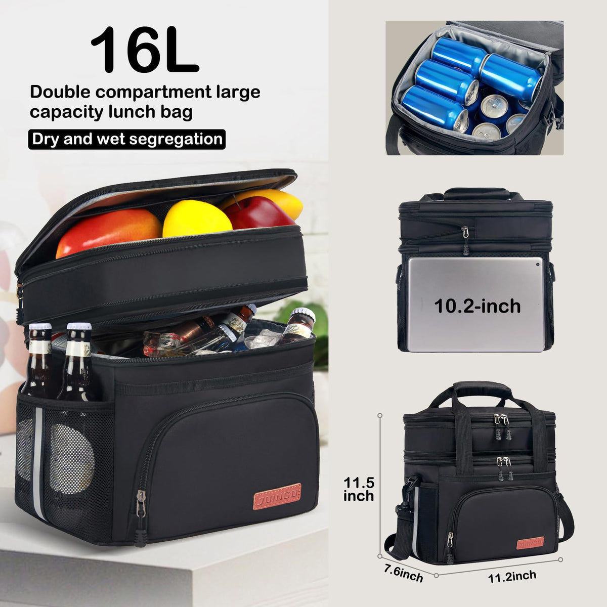 JOINGO lunch box dual-deck design protects sandwiches and fruit from crushing.