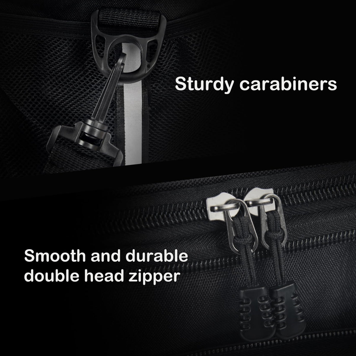JOINGO front pocket and side mesh pockets for utensils and water bottles.