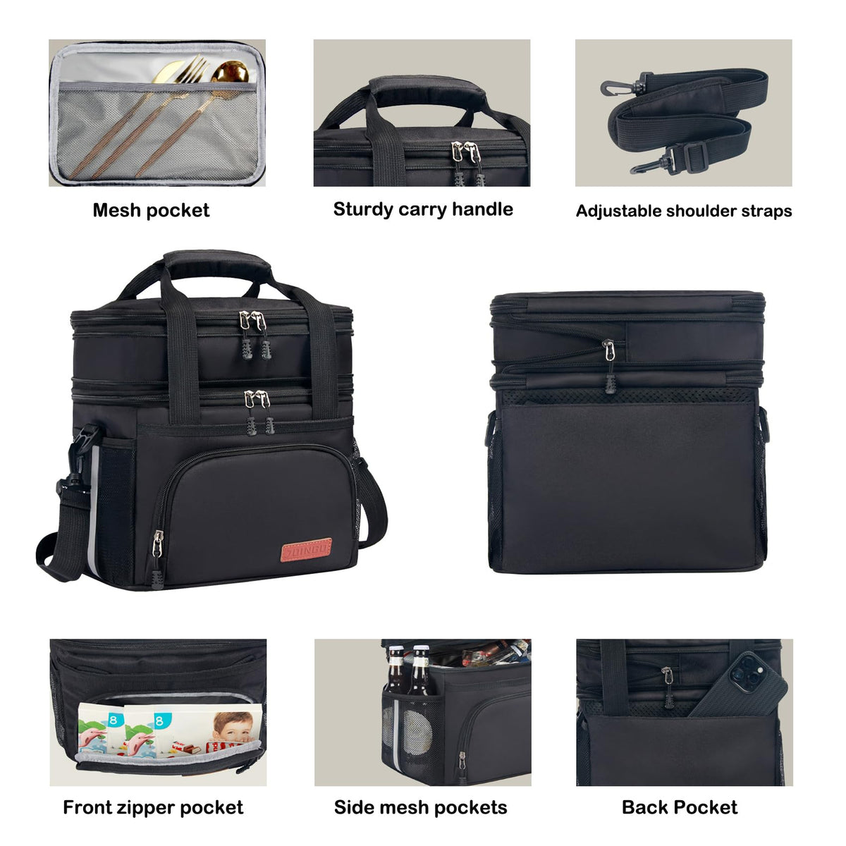 JOINGO reinforced handle and shoulder strap for hands-free transport.