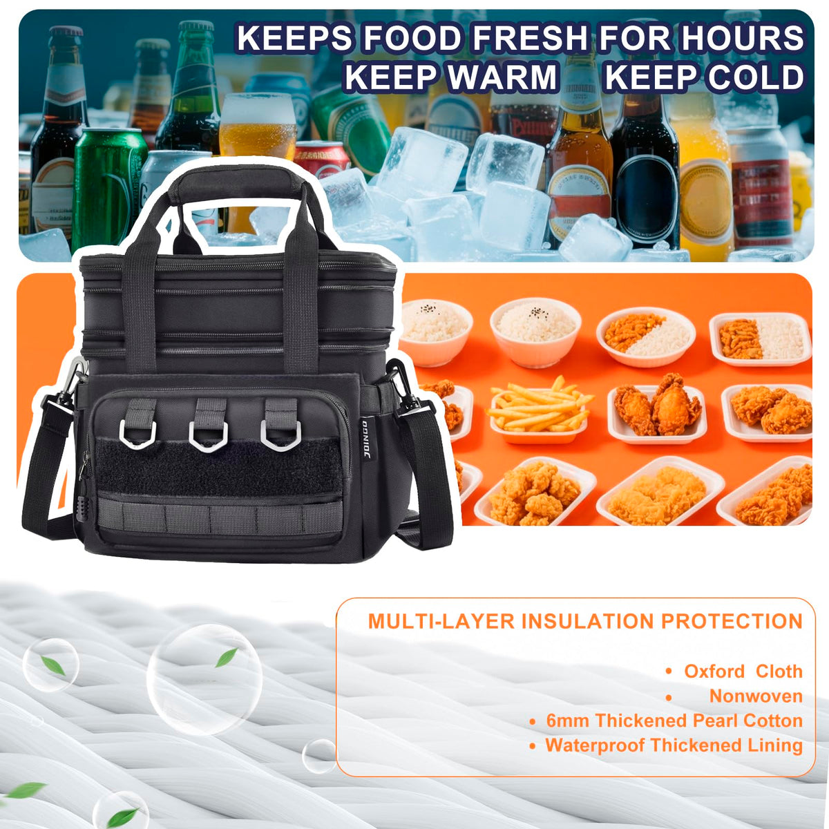 JOINGO Lunch Box interior compartments keep hot and cold foods organized and accessible.