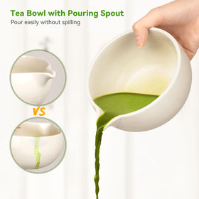 Joiish lead-free ceramic bowl (520ml) with pouring spout for clean pours