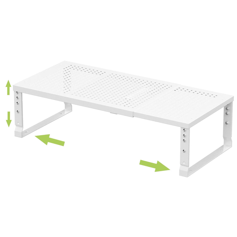 Jojocross expandable kitchen organizer showing adjustable length for tailored shelf space.