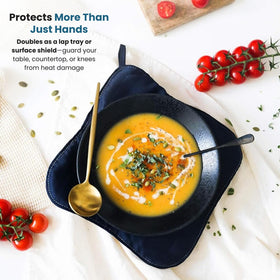Jokari plate cozy used for reheating leftovers without slipping.