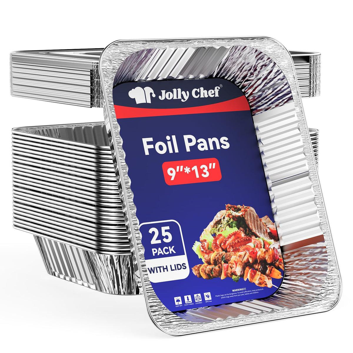 JOLLY CHEF 9x13 aluminum pan with lid, ideal for baking and catering prep.