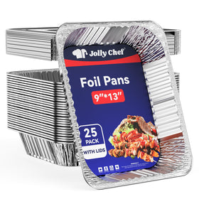 JOLLY CHEF 9x13 aluminum pan with lid, ideal for baking and catering prep.