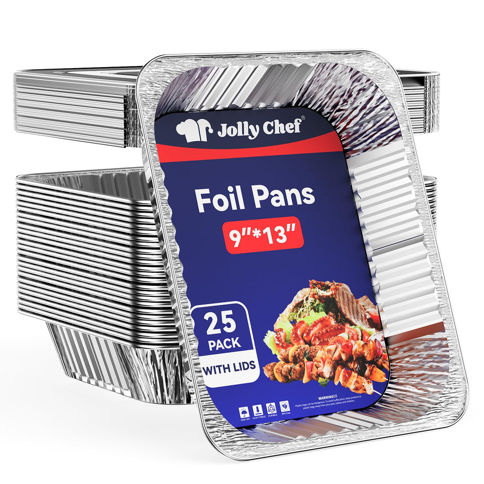 JOLLY CHEF 9x13 aluminum pan with lid, ideal for baking and catering prep.