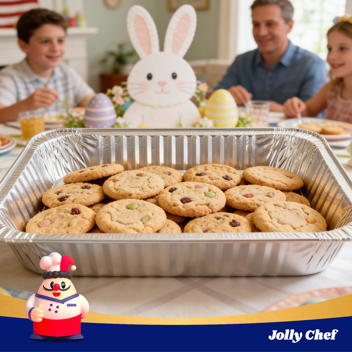 JOLLY CHEF 9x13 pan in oven shows heat-resistance ready for roasted meats and veggies.