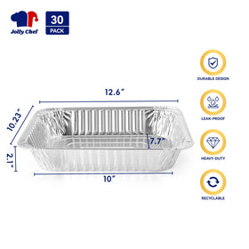 JOLLY CHEF 9x13 pan side angle shows deep size ideal for casseroles and lasagna.