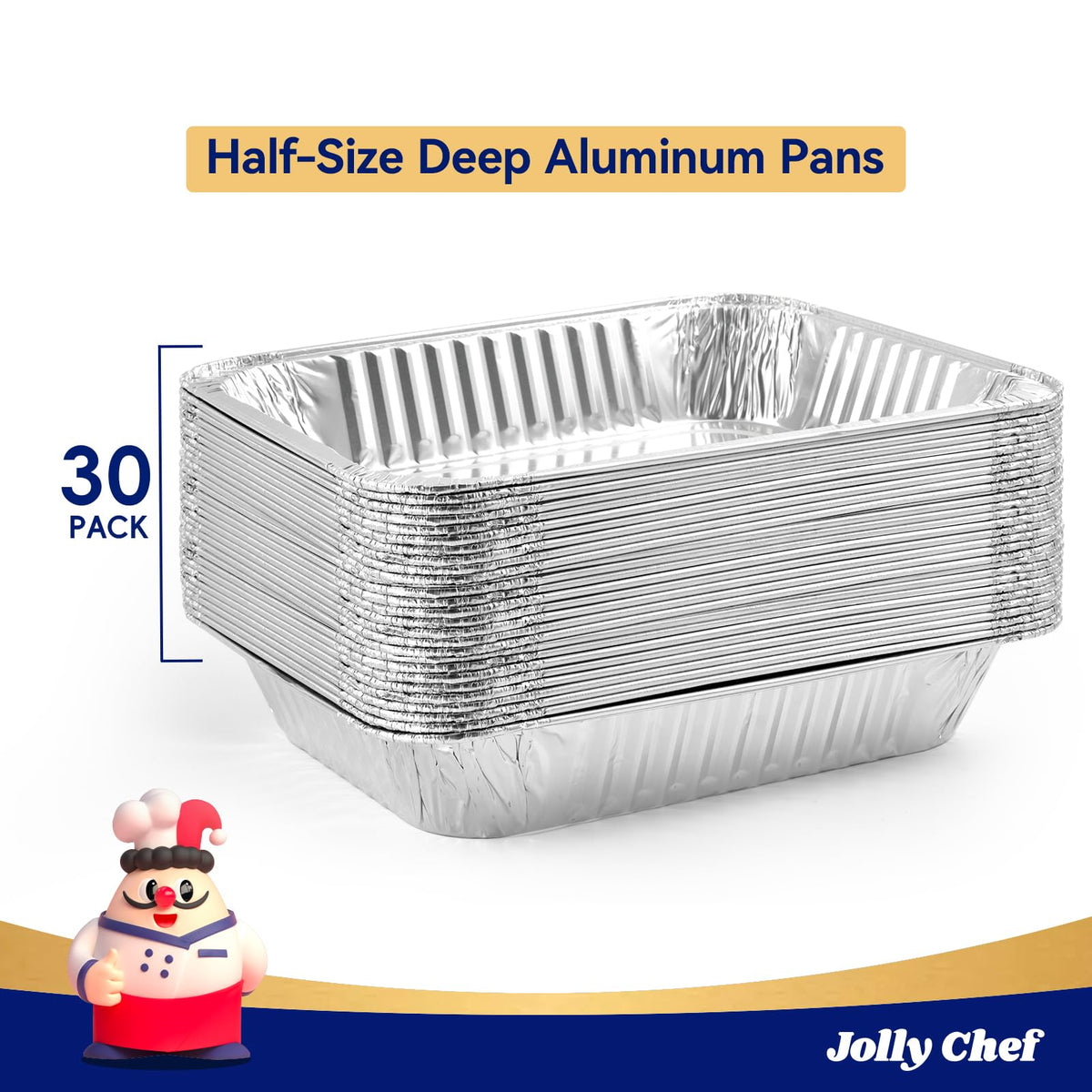 JOLLY CHEF 9x13 pan stacked pack demonstrates bulk value for catering and parties.