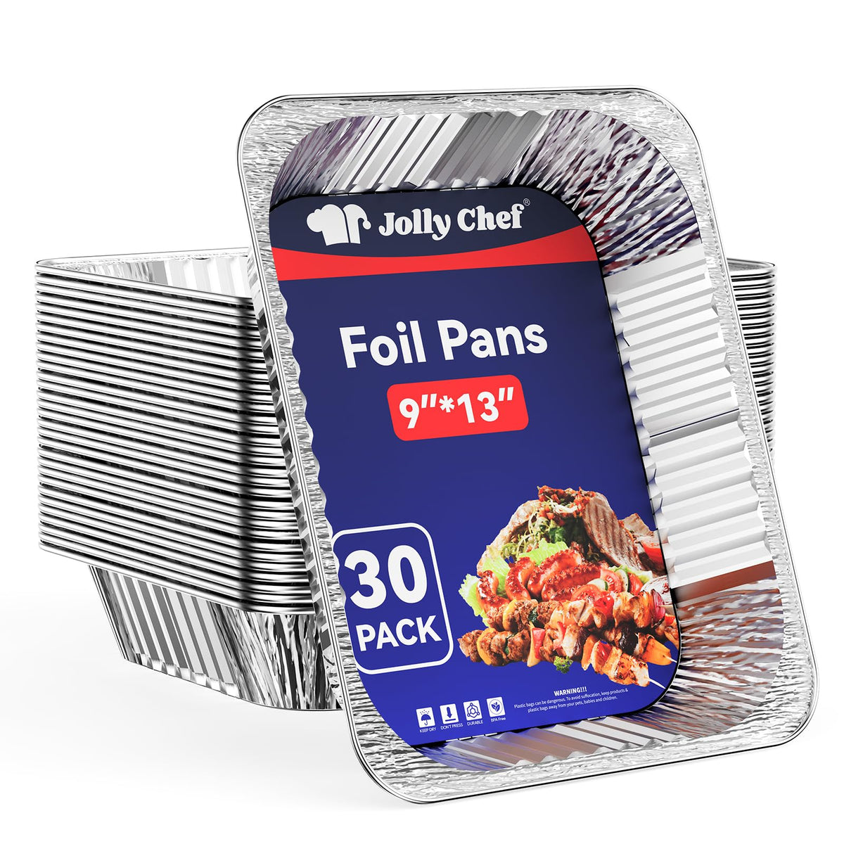 JOLLY CHEF 9x13 pan top view highlights sturdy construction for roasting and baking.
