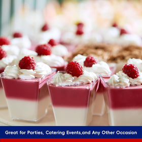 JOLLY CHEF cups shown with lids closed, preserving dessert integrity.