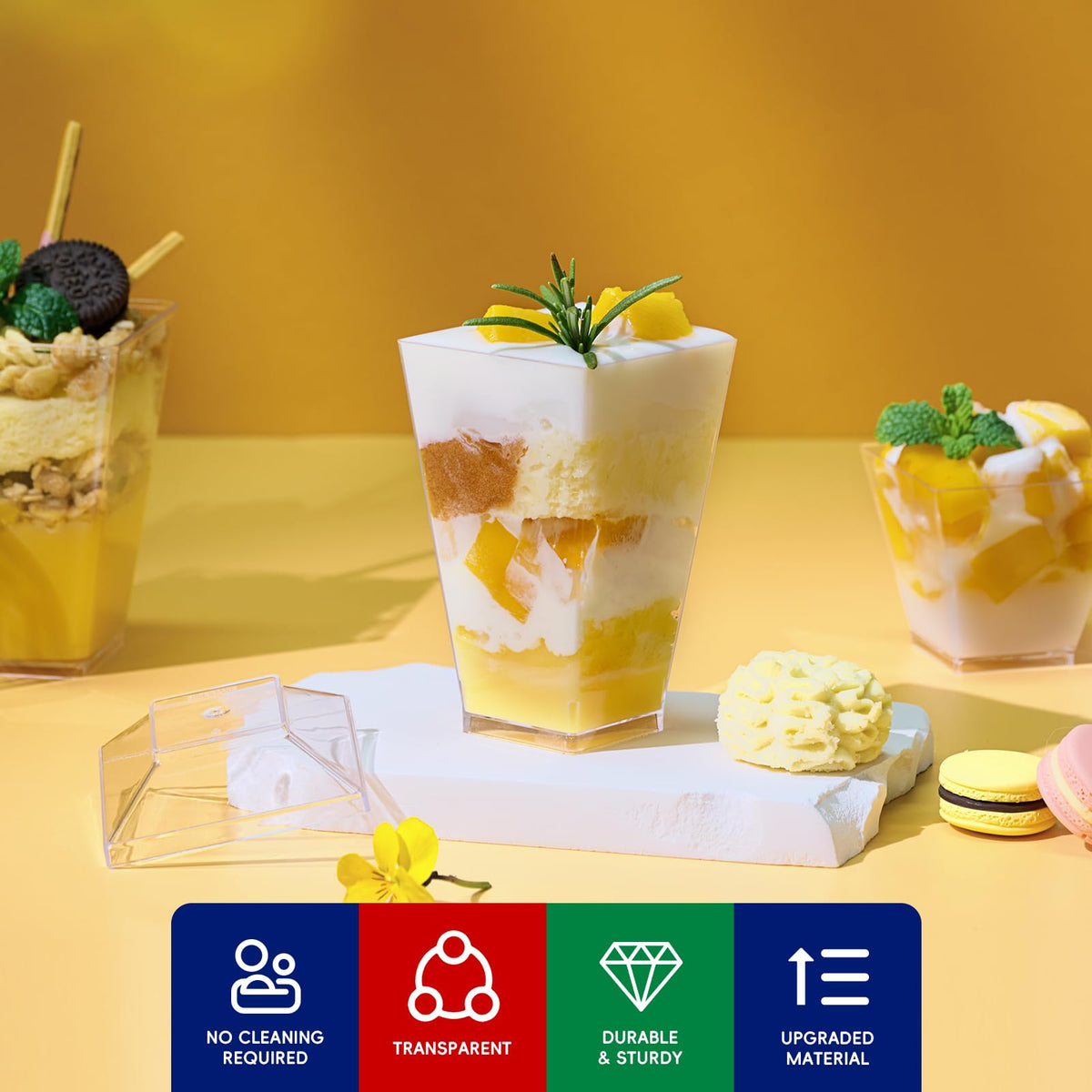 JOLLY CHEF durable clear plastic dessert cups for desserts and appetizers
