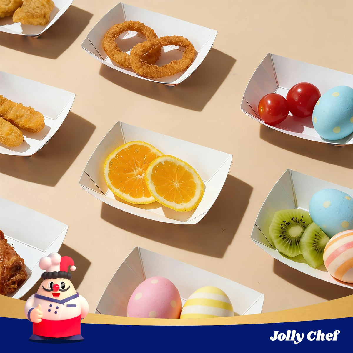 JOLLY CHEF snack trays at events, easy cleanup after service.