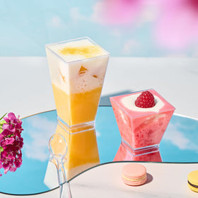 JOLLY CHEF stackable cups save space for catering and storage after events.