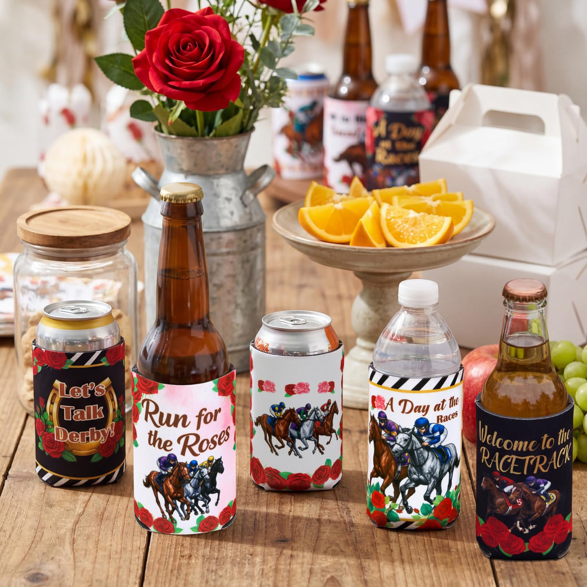 Jollylife horse racing pattern designs add Derby party flair.