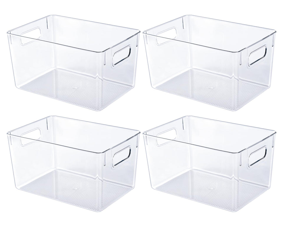 JollyPack clear storage bin with handles for easy transport.