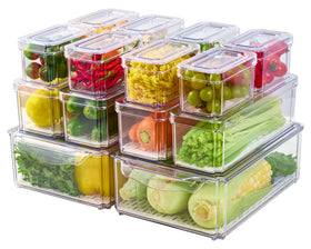 JollyPack 14-pack fridge organizers with lids organize essentials and speed access