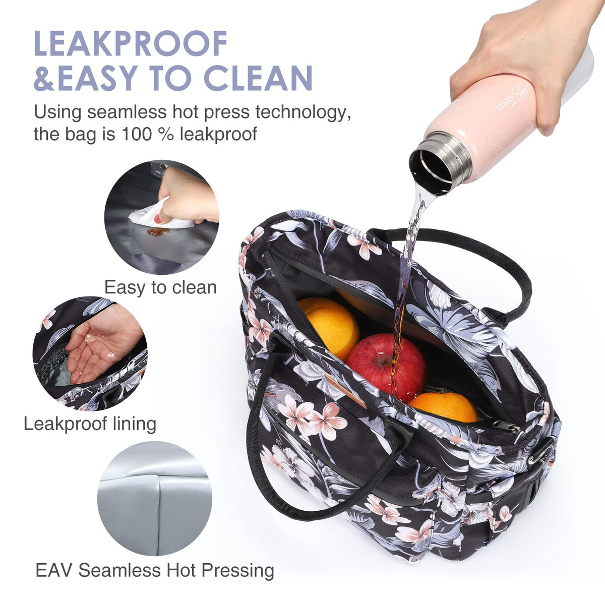 Jomddems insulated lunch bag back pocket securely holds essentials
