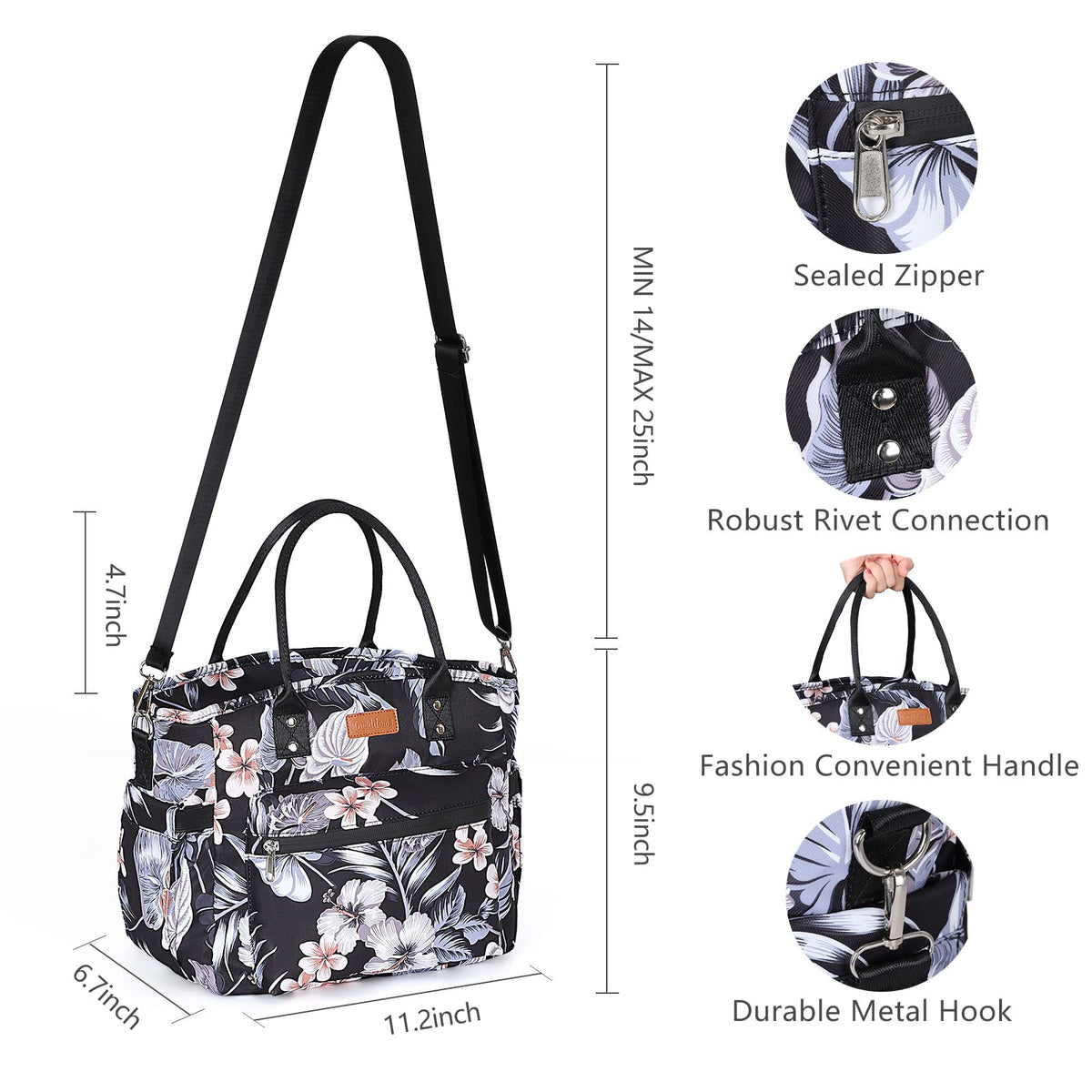 Jomddems insulated lunch bag metal zippers ensure smooth durable access