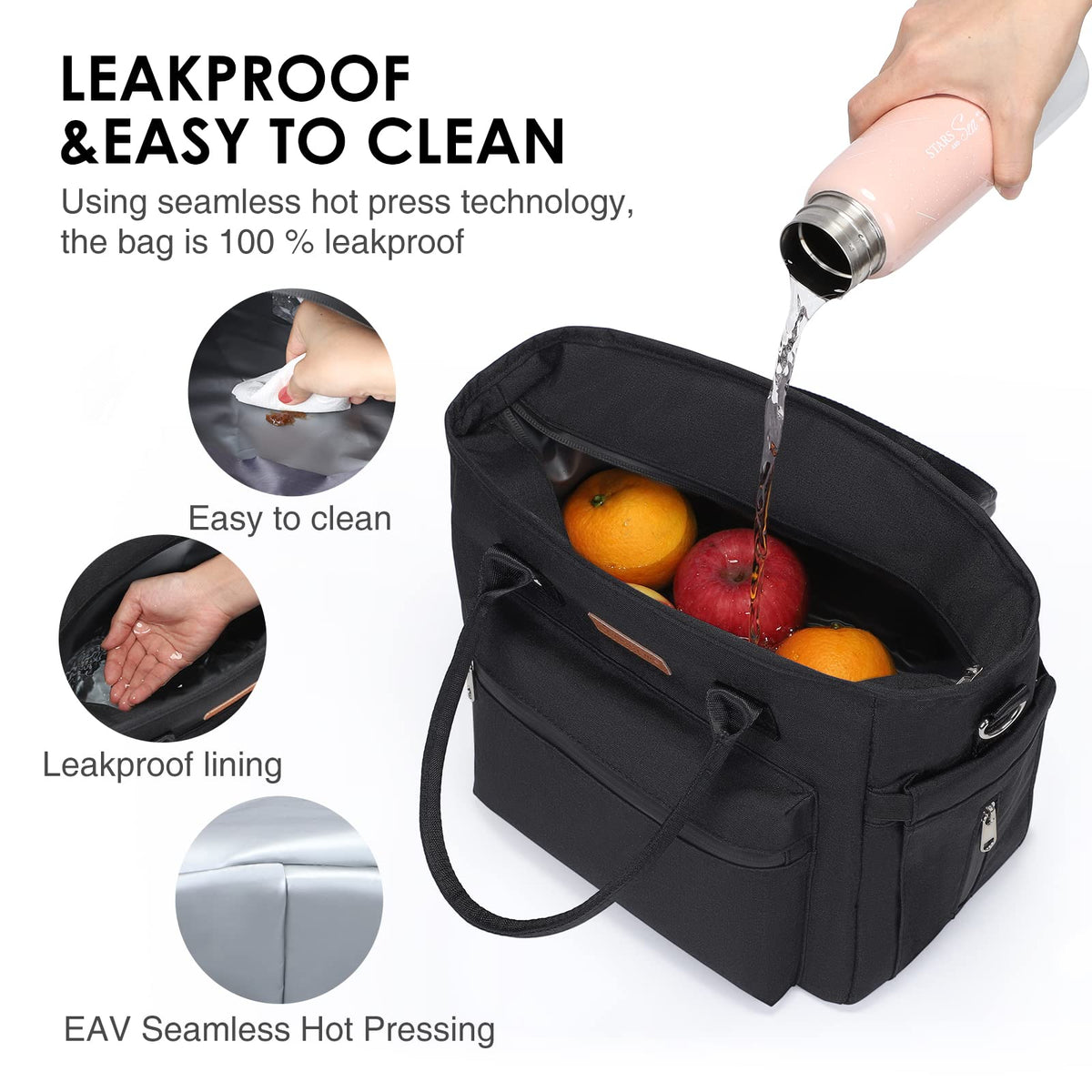 Jomddems insulated lunch bag waterproof Oxford fabric protects contents in any weather.