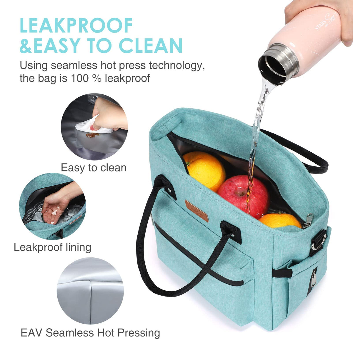 Jomddems lunch bag back pocket holds phone and cards securely