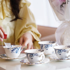 Jomop blue and white teacups with petite design for spring gatherings