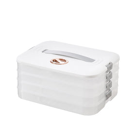 Jonvin 4-layer dumpling storage box with flip-top lid for easy access