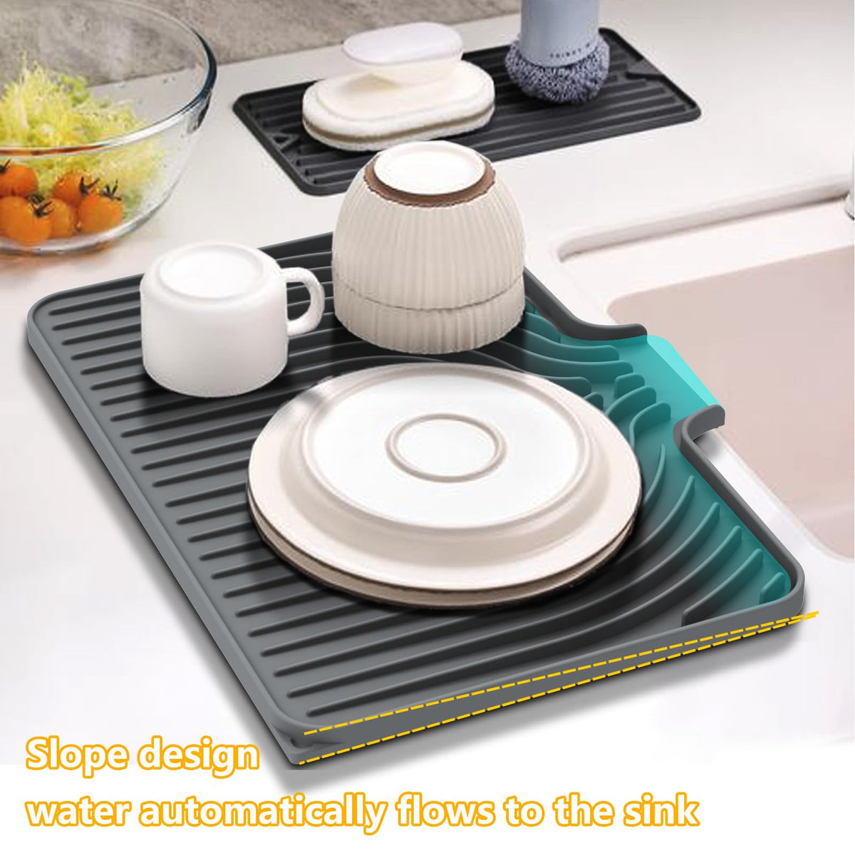 JOOKKI kitchen drying mat blends modern look with practical counter organization