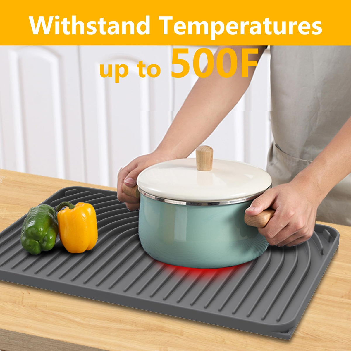 JOOKKI silicone drying mat compatible with dish racks for versatile kitchen use